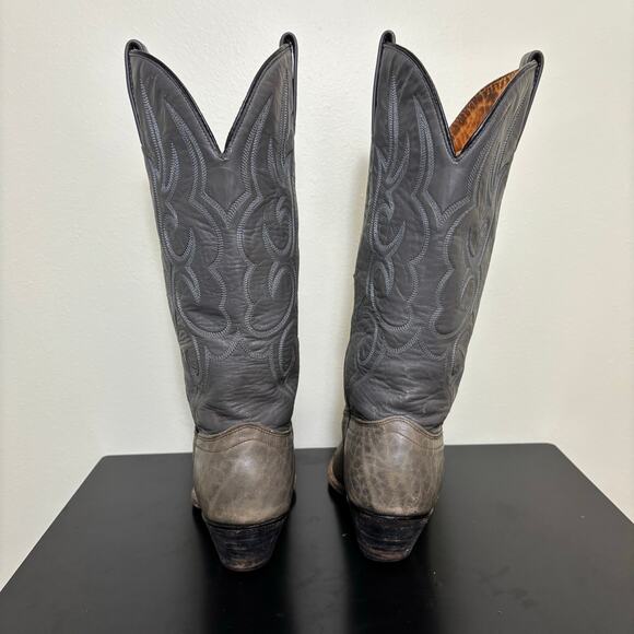J. Chisholm Women’s Western Cowboy Boots 7M Gray Leather Made in USA Vintage - Picture 4 of 8